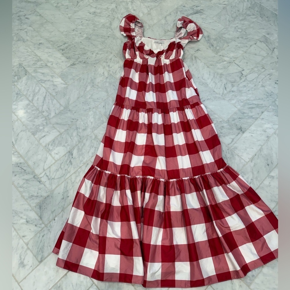English factory NEW Gingham check plaid ruffle maxi dress new with tags size XS - Picture 3 of 7